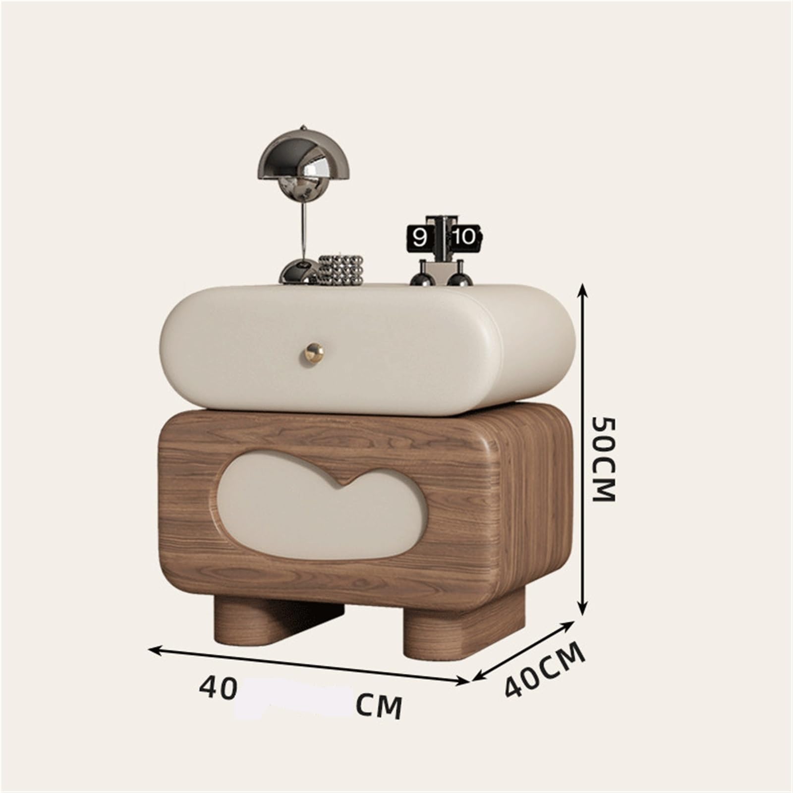 Mesita de Noche Mesita de Noche Madera Maciza Gabinete Moderno con Borde for Dormitorio(Pequeño)
