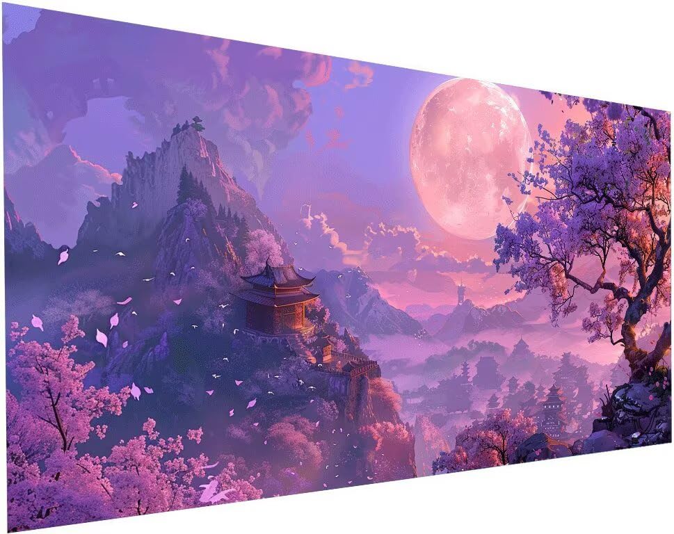 Peinture diamant lune anti-stress - Kit broderie diamant complet détente 35x70 cm