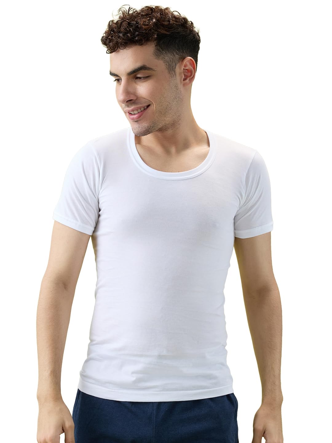 Men's Metro RNS Cotton Half Sleeve Vest Pack of 2 White ? Soft & Breathable Innerwear |