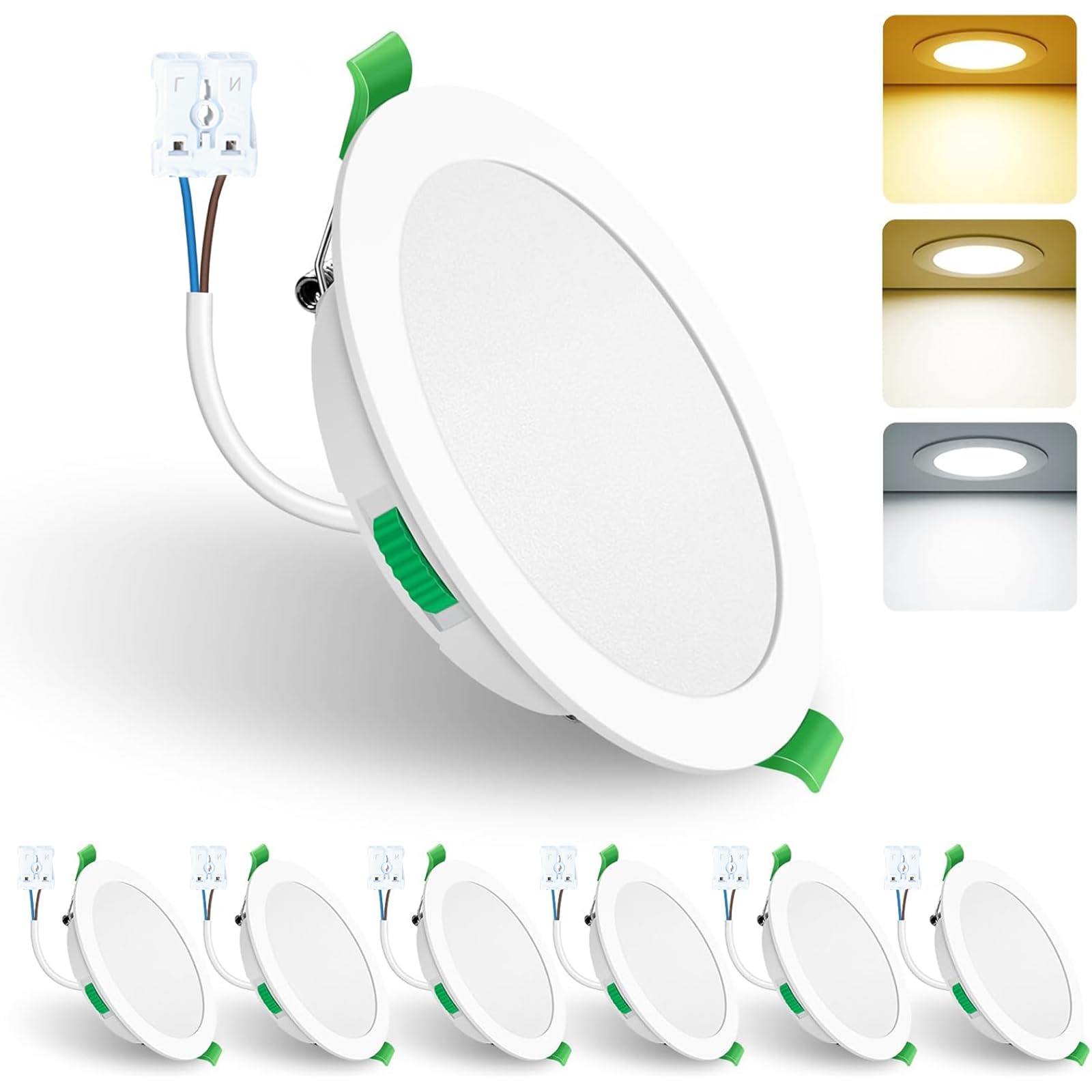 ALUSSO 6 Stück Einbaustrahler Led,15W LED Einbaustrahler Dimmbar AC 220-240V,Warmweiß 3000K Neutralweiß 4000K Kaltweiß 6500K IP44 Deckenspots für Badezimmer Küche Wohnzimmer,Weiß