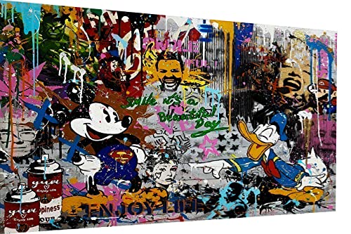 Impression sur toile Mickey et Donald Pop Art 120x80cm