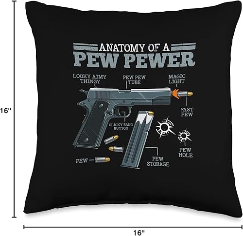 Miniatura 4 de Gun and toy gun or Nerf gun lover Anatomy of Pew Pewer Weaponry, almohada de pistola de juguete, 16 x 16 pulgadas, multicolor