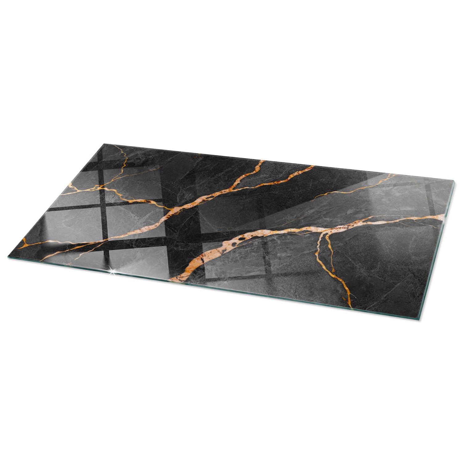 Tablero de Vidrio 120x60 cm Protección contra Daños Instalación Rápida Bordes Pulidos Placa de Seguridad Vidrio Fácil Limpieza Sostenible - Mármol con Vetas