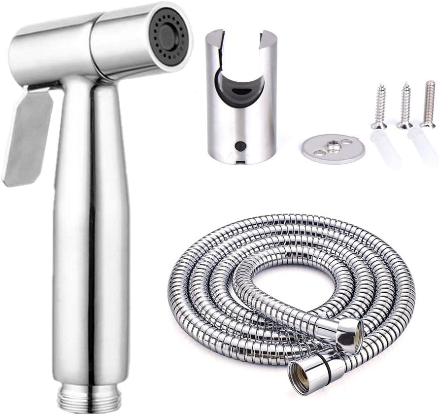 Kit Bidet Portatile Acciaio Inossidabile - Doccetta WC Deviatore 2 Vie Tubo 1,5m Flusso Delicato