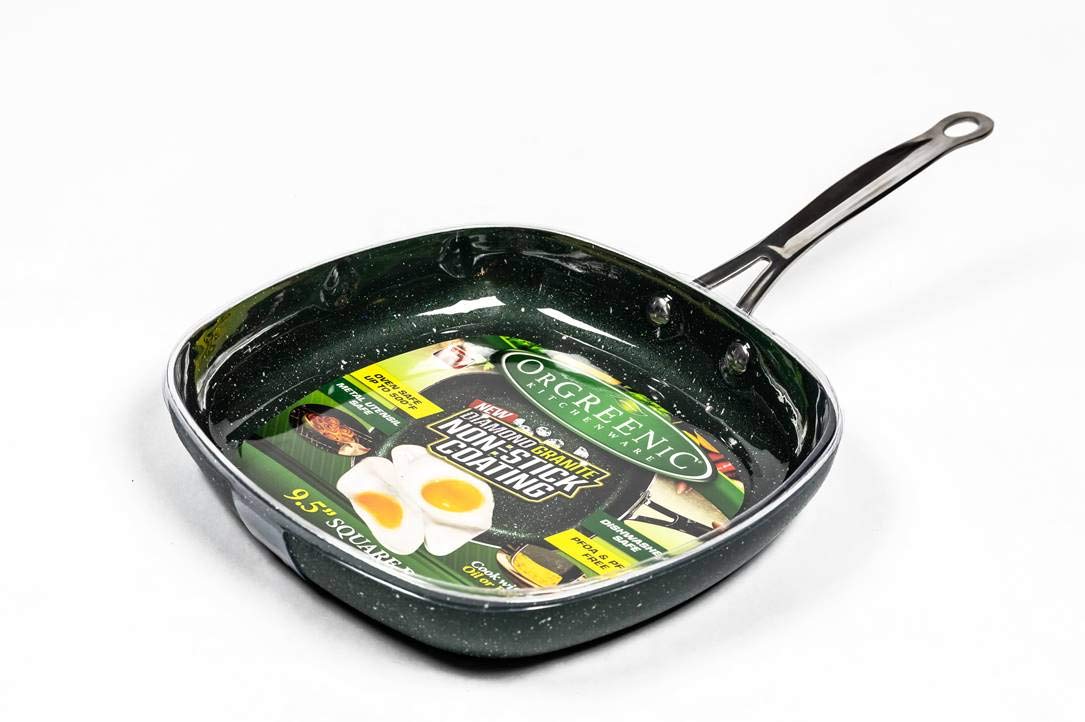 Diamond Granite OrGREENiC Cookware Collection - Non-Stick Ceramic for Even Heating | Safe for Dishwasher, Oven & StoveTop - 9.5" Pan