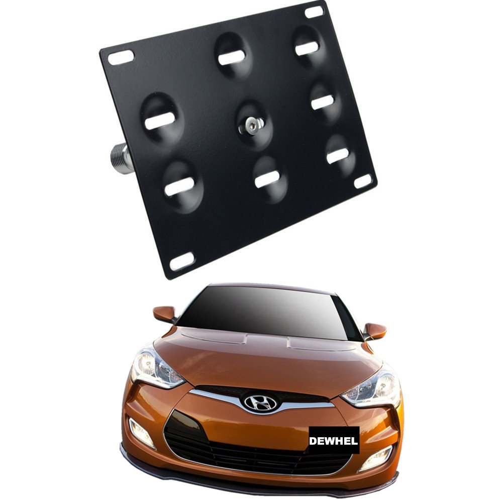 Dewhel Front Bumper Tow Hook License Plate Mounting Bracket Holder For