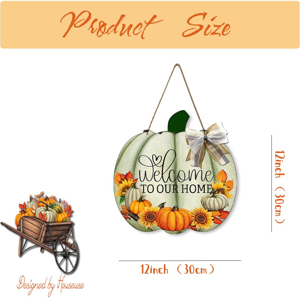 Glitzhome Decorazione Autunnale A Forma Di Zucca – Insegna In Legno Dipinta A Mano – 91 Cm – Benvenuto Autunno