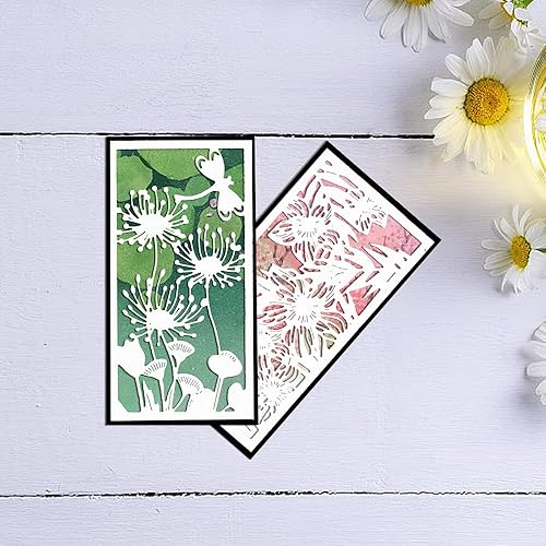 Miniatura 3 de Hying 2 troqueles de corte con marco de hojas y flores para hacer tarjetas, fondo rectangular, plantillas de estampado de libélula y margarita,