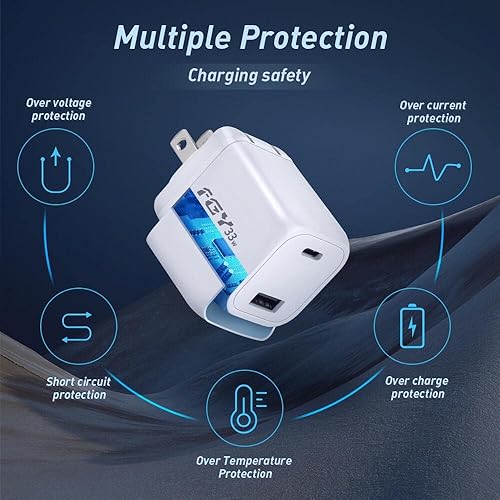 Miniatura 6 de FGY Cargador de pared USB C cargador rápido GaN II de 33 W bloque de carga de doble puerto carga rápida para iPhone 14131211Pro MaxProPlusMini iPad
