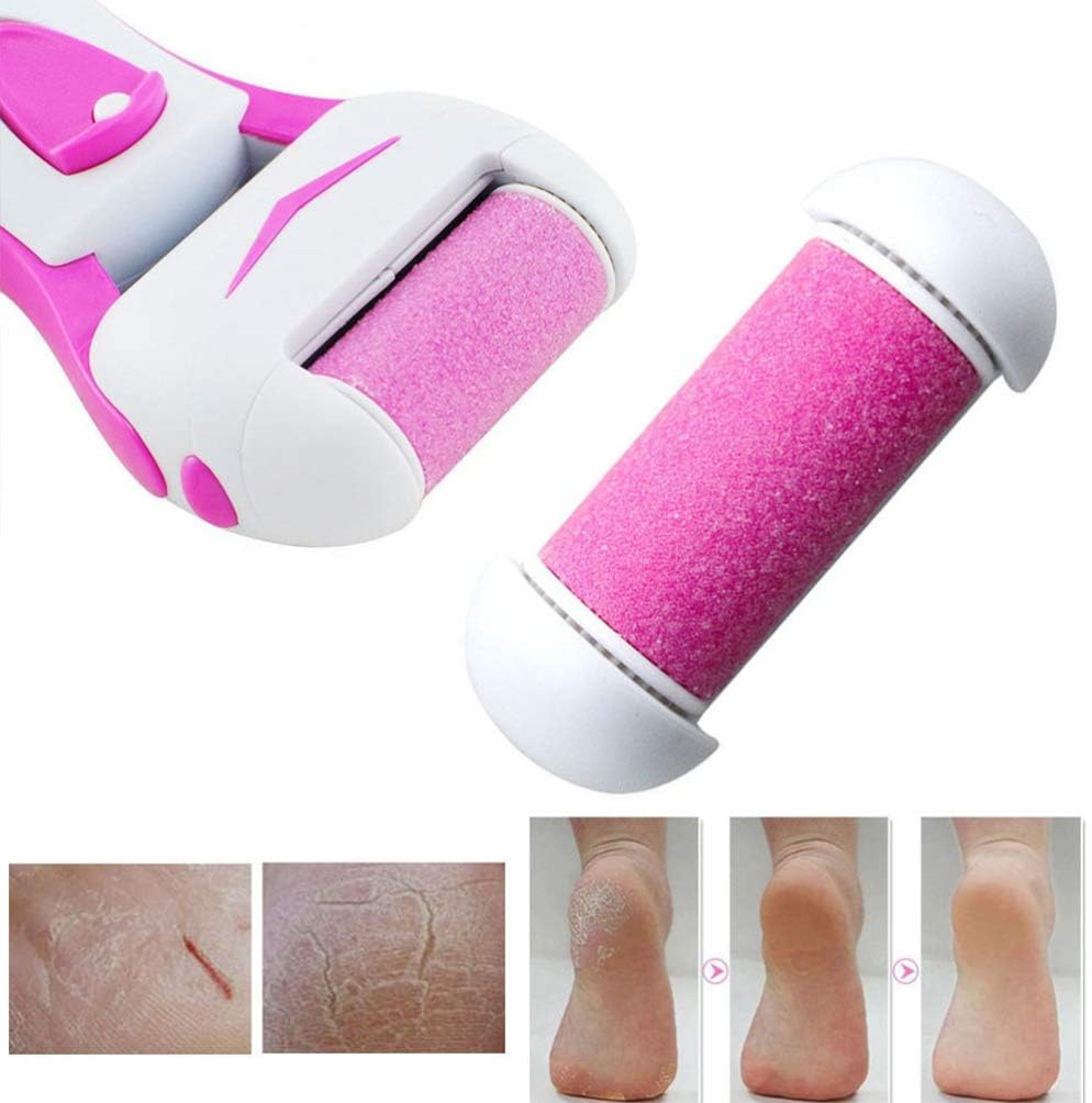 VANZACK 10pcs Foot Grinder Replacement Roller Heads, Pink Exfoliating Refill for Dead Skin Removal, Callus Remover Tool for Foot Care, 2.36 x 0.78 Inches