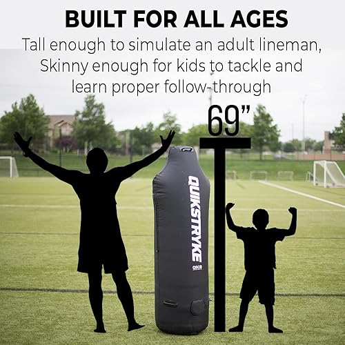 Miniatura 5 de Maniquí de aparejos de fútbol con base pesada de agua para entrenamiento D-Line - 69 pulgadas de alto, negro, 70 libras - Almohadilla de bloqueo