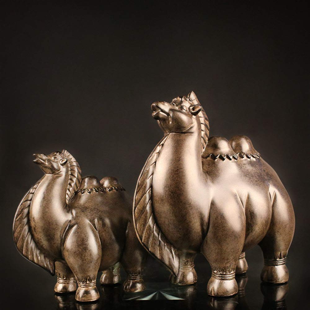 Statue chameau en résine lot de 2 petits objets déco pour étagère maison bureau
