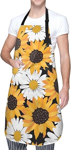 Miniatura 65 de Delantales para mujer con bolsillos, delantal de chef ajustable, correa para el cuello, delantal de cocina impermeable