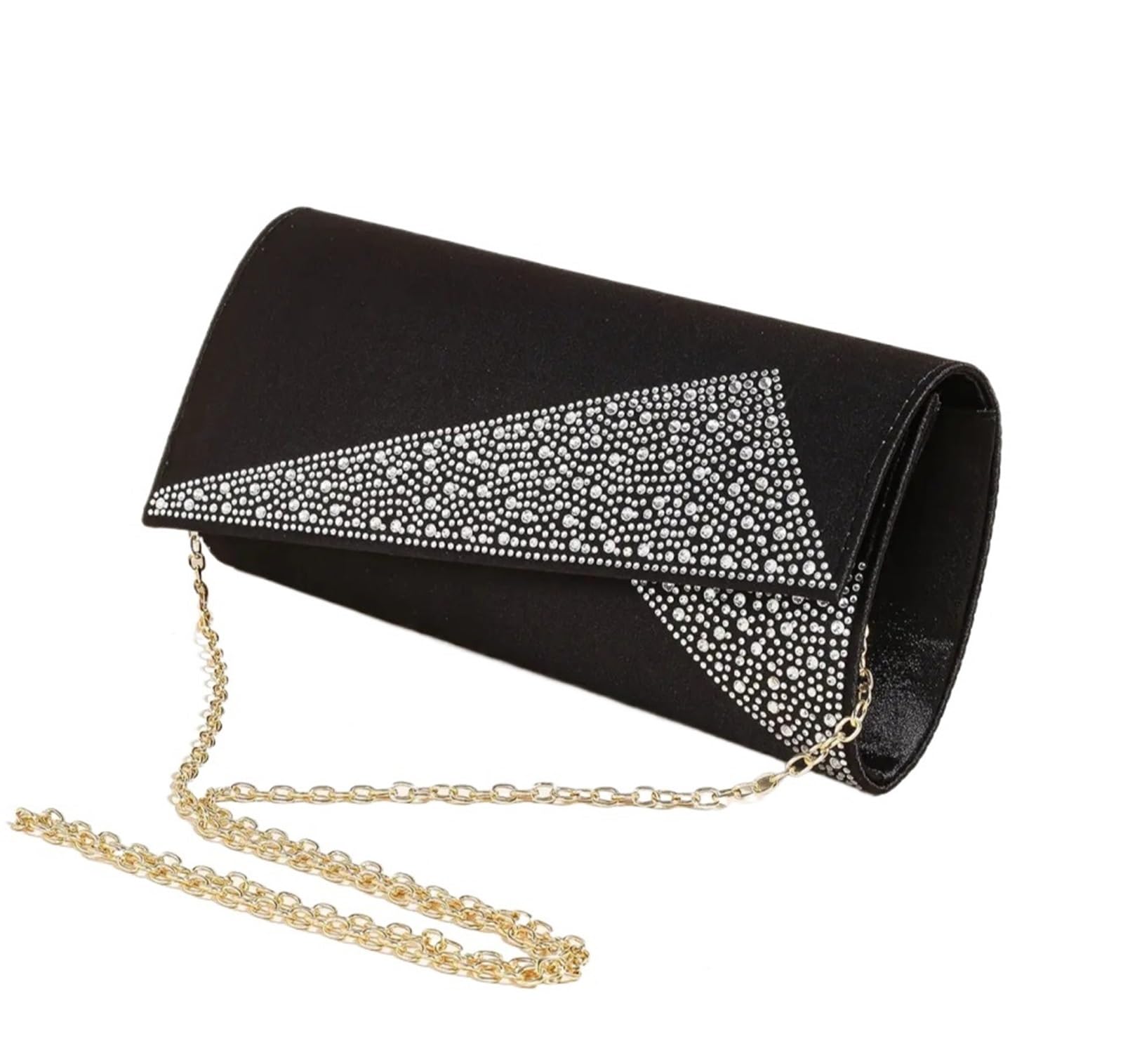 Borse da sera con pochette donna Borsa a mano lucida glitter scintillanti for feste di matrimonio Per Donna(Black)