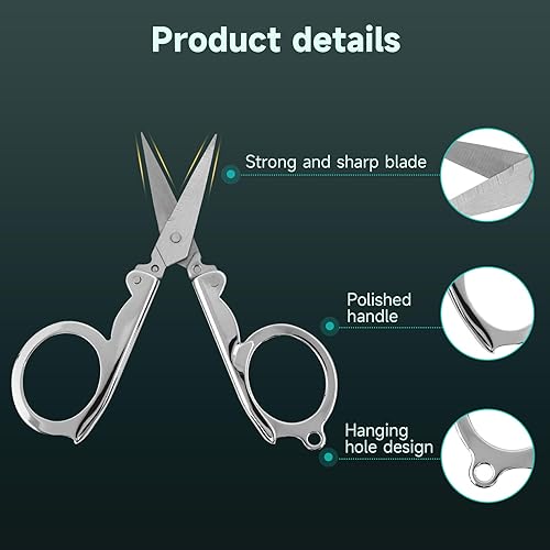 Miniatura 4 de Chevining Tijeras plegables de viaje, tijeras de bolsillo, pequeñas tijeras plegables, perfectas para viajes familiares, manualidades, camping, al