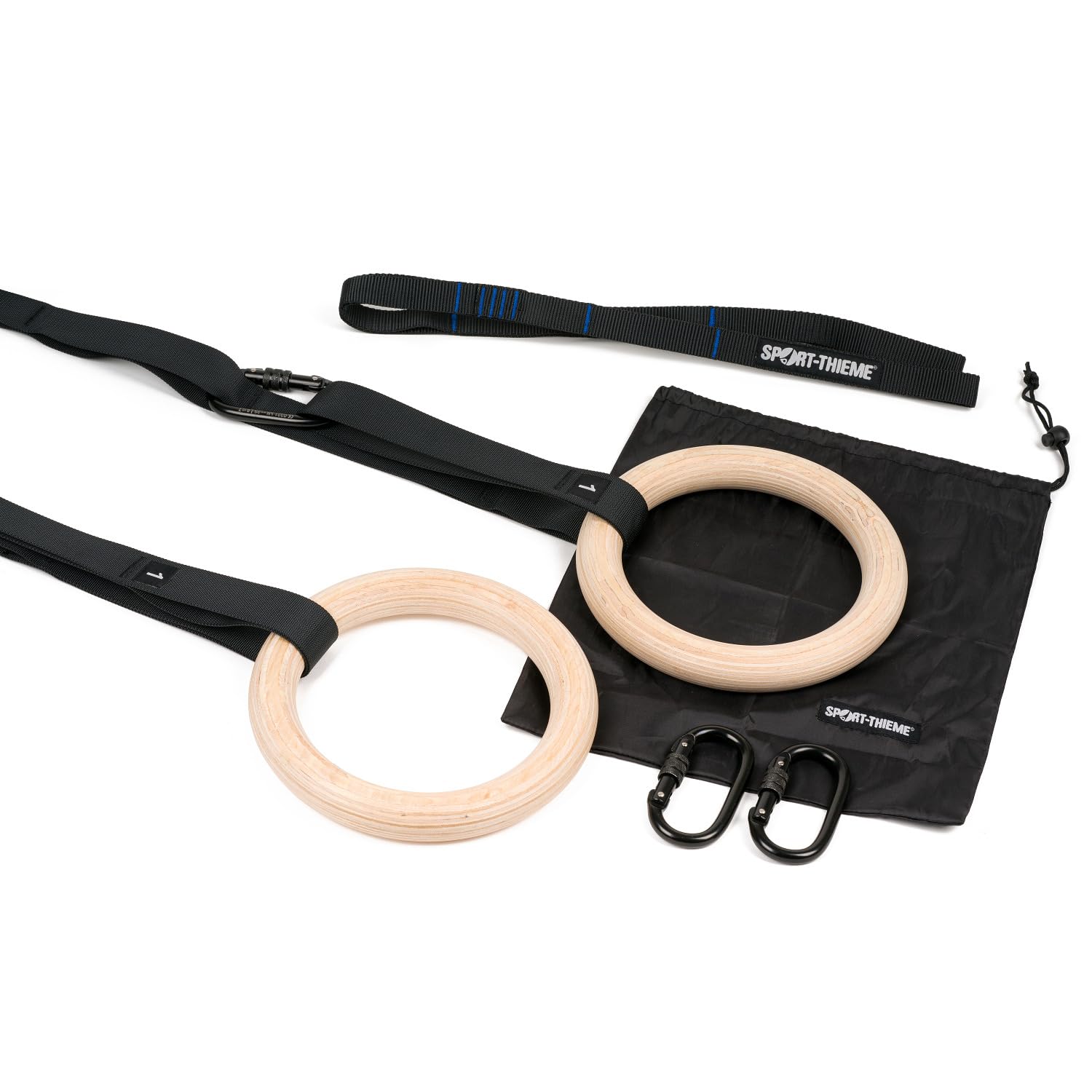 Sport-Thieme Indoor-Turnringe | Gymnastikringe Set | Gym Rings mit verstellbarem Gurt und Karabiner| Fitnessringe Indoor | Belastbarkeit: bis 200 kg | Markenqualität