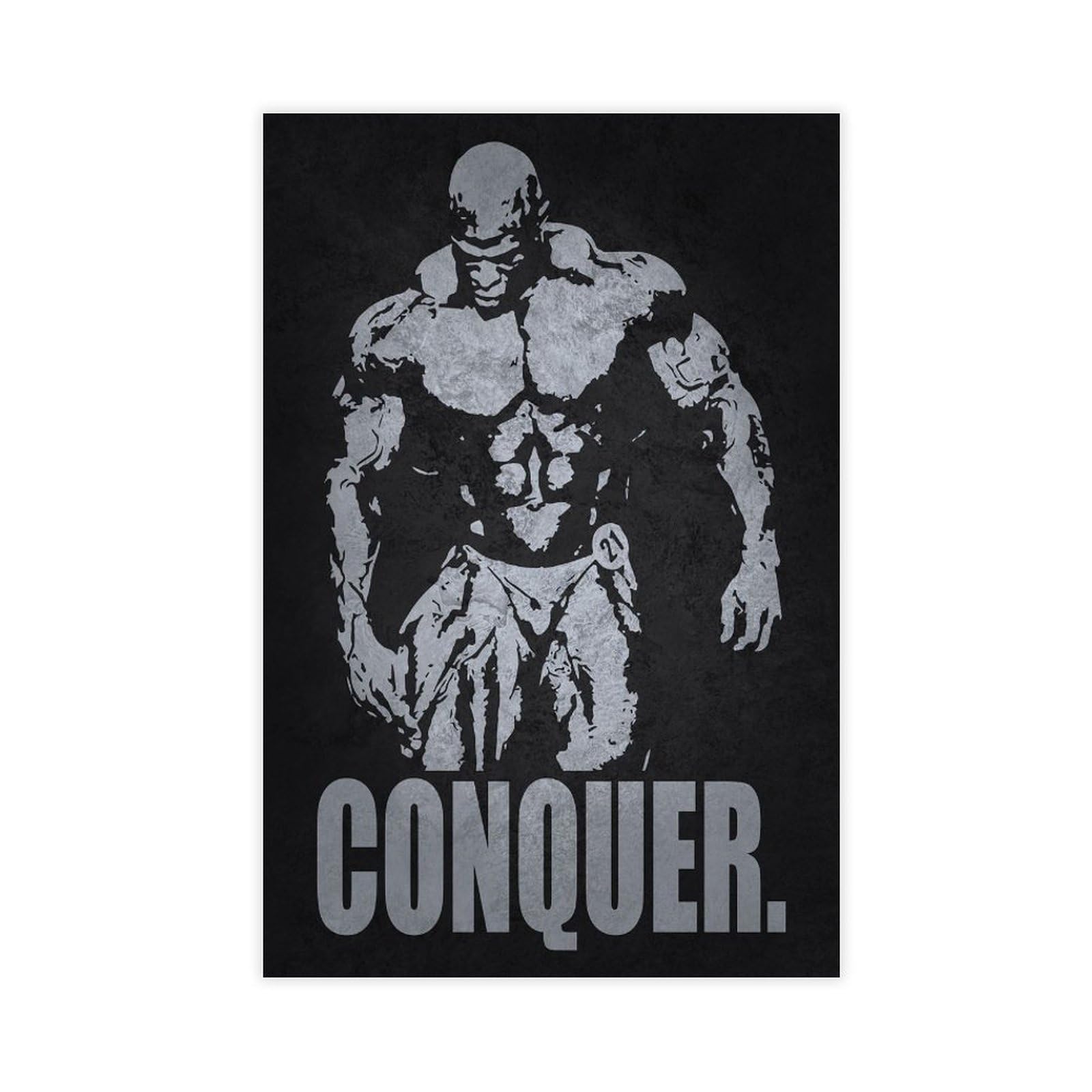 Piank Conquer Ronnie Coleman Gym Inspirational Wall Art Motivational Poster Poster Motivation Wall Quotes Art For Office Decor 12X18inch(30X45cm)
