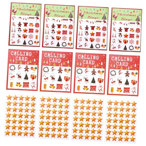 DRESSOOS Famille 37 Pièces Bingo de Noël Bingo Enfant Jeu de Noel Jeu de Noël Jeu de Papier Bingo Loto de noël Cartes de Jeu Carte de Bingo Carte de Jeu Ensemble de Jeu bourrage Papier