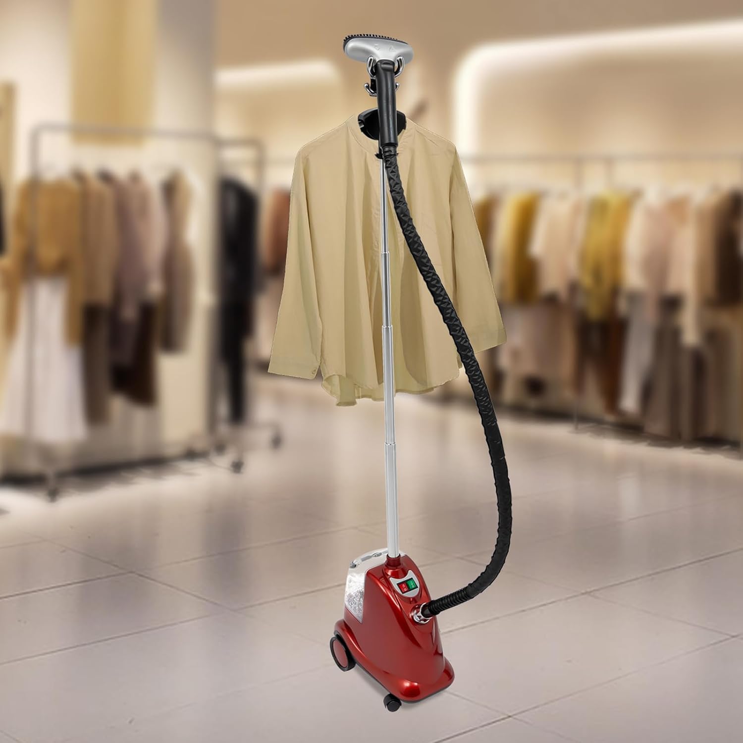 1800W Standing Steamer for Clothes,Height Adjustable Steaming Wrinkle Remover with 0.79 Gal Removable Water Tank and Hanger, Standing Garment Steamer with Roll Wheel,for Iron Suits, Shirts,Trousers