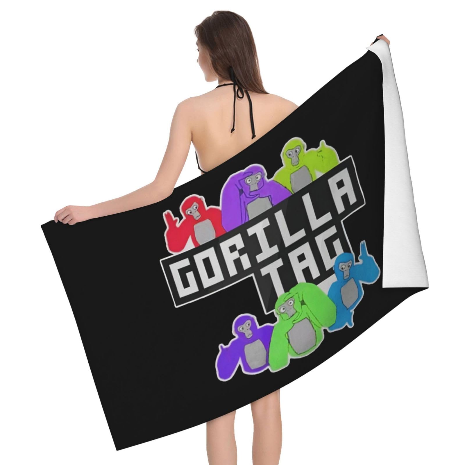 Melbrakin Gorilla Tag Large Beach Towel for Kids and Adults, Microfiber Pool Beach Towels Compact Pool Camping Towel