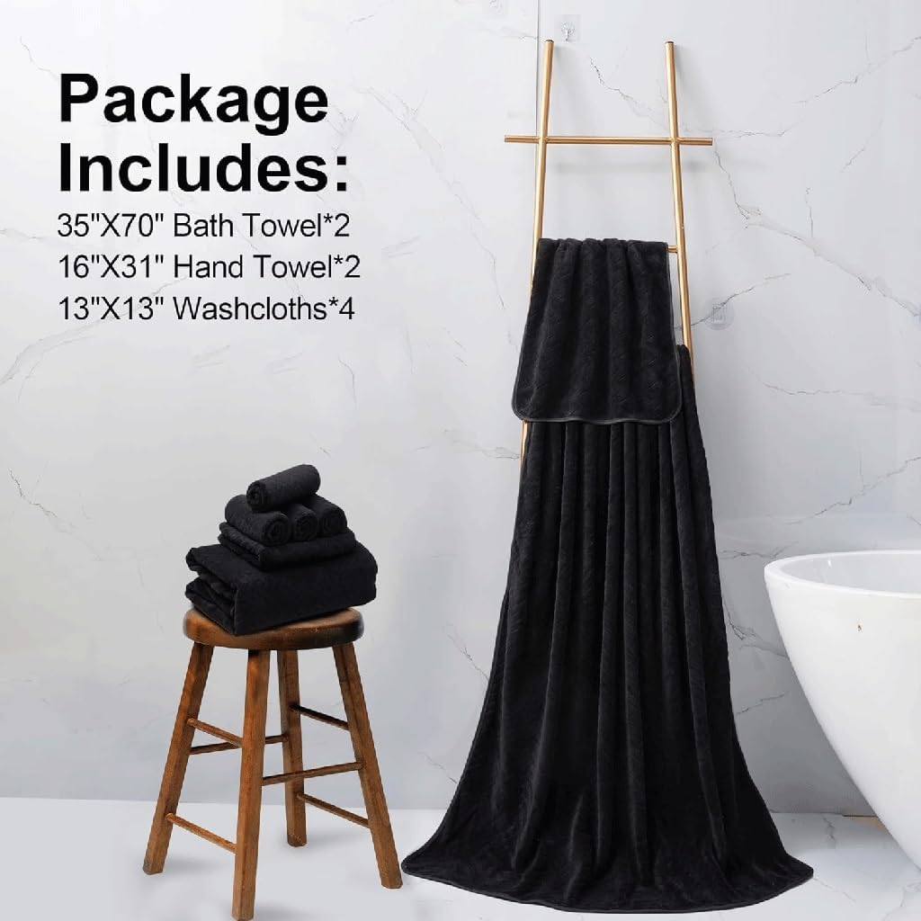 6-Piece Hand Towels Quick Dry Bathroom Fiber Towels Polyester Towels