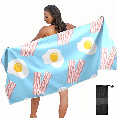 Toalla de playa con huevos fritos de tocino, toalla de playa de microfibra de secado rápido, toalla de viaje de gran tamaño a prueba de arena para disponible en Yaxa El Salvador