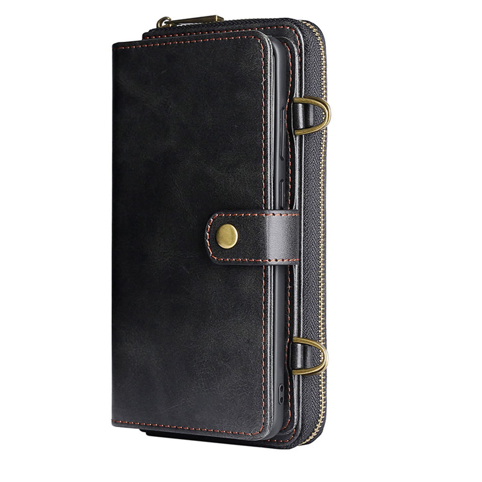 Etui do iPhone 14 / 14 Pro / 14 Plus / 14 Pro Max, klapki, zamek błyskawiczny, etui na telefon komórkowy, przegródka na karty, magnetyczne, odporne na zarysowania, czarne, 14 Pro 6,1"