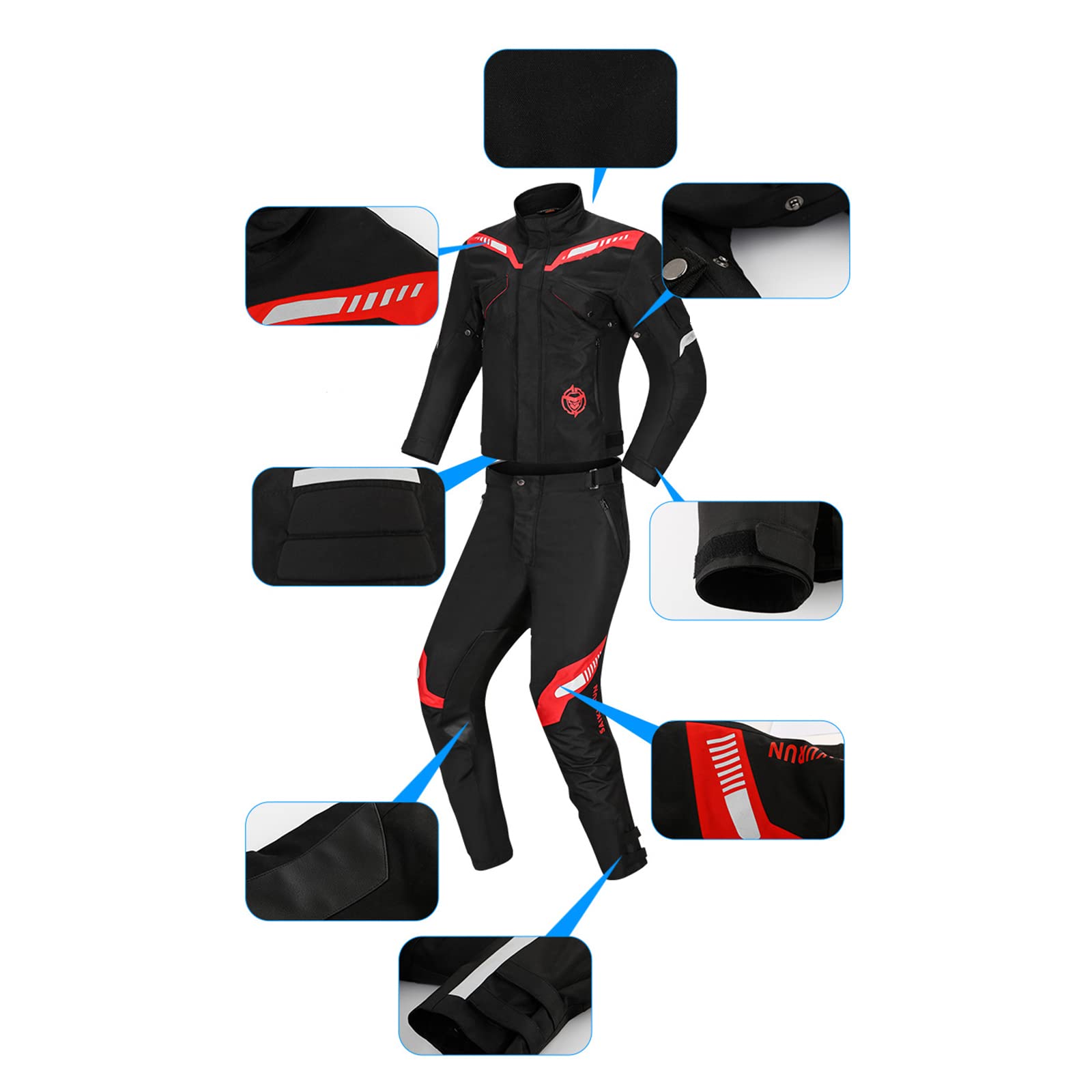 Winter Motorrad Jacke Hosen Set Herren wasserdichte Motorrad Mantel Hose Reflektierend Winddicht Fallschutz Radanzug