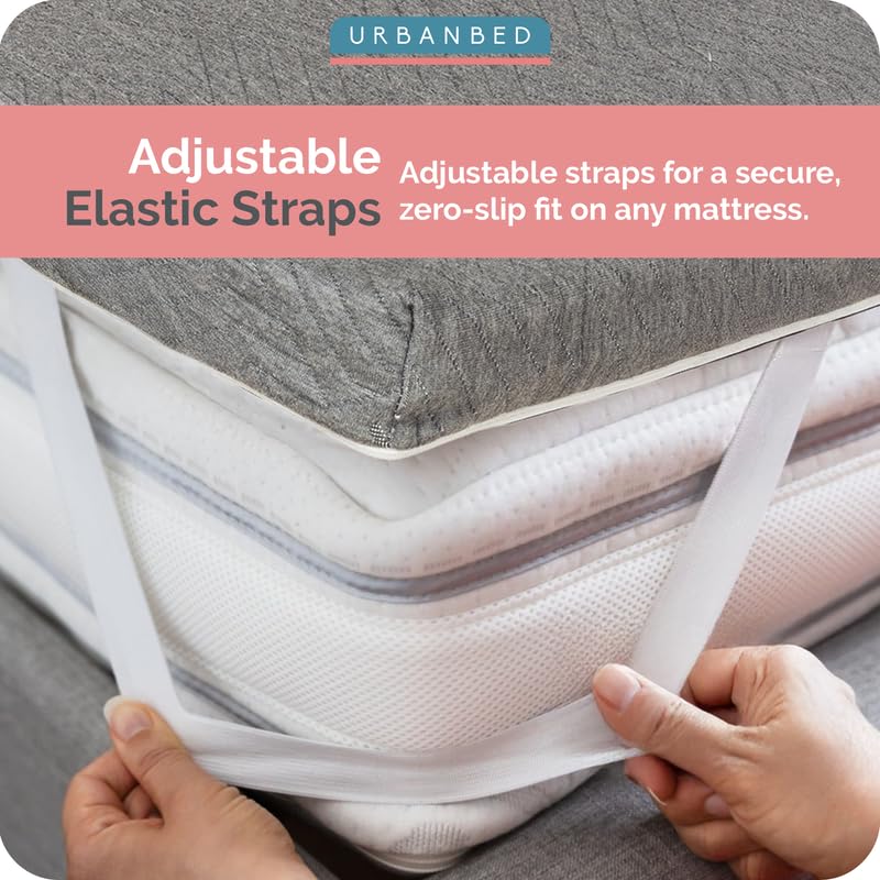 Image of UrbanBed Cool Gel Memory Foam Mattress Topper Double Bed 75x48 | 2 inch Thick Bed Topper | Plush 3-Zone Design Mattress Pad | Ideal for Back & Side Sleepers | Charcoal Cover | 5 Years Warranty