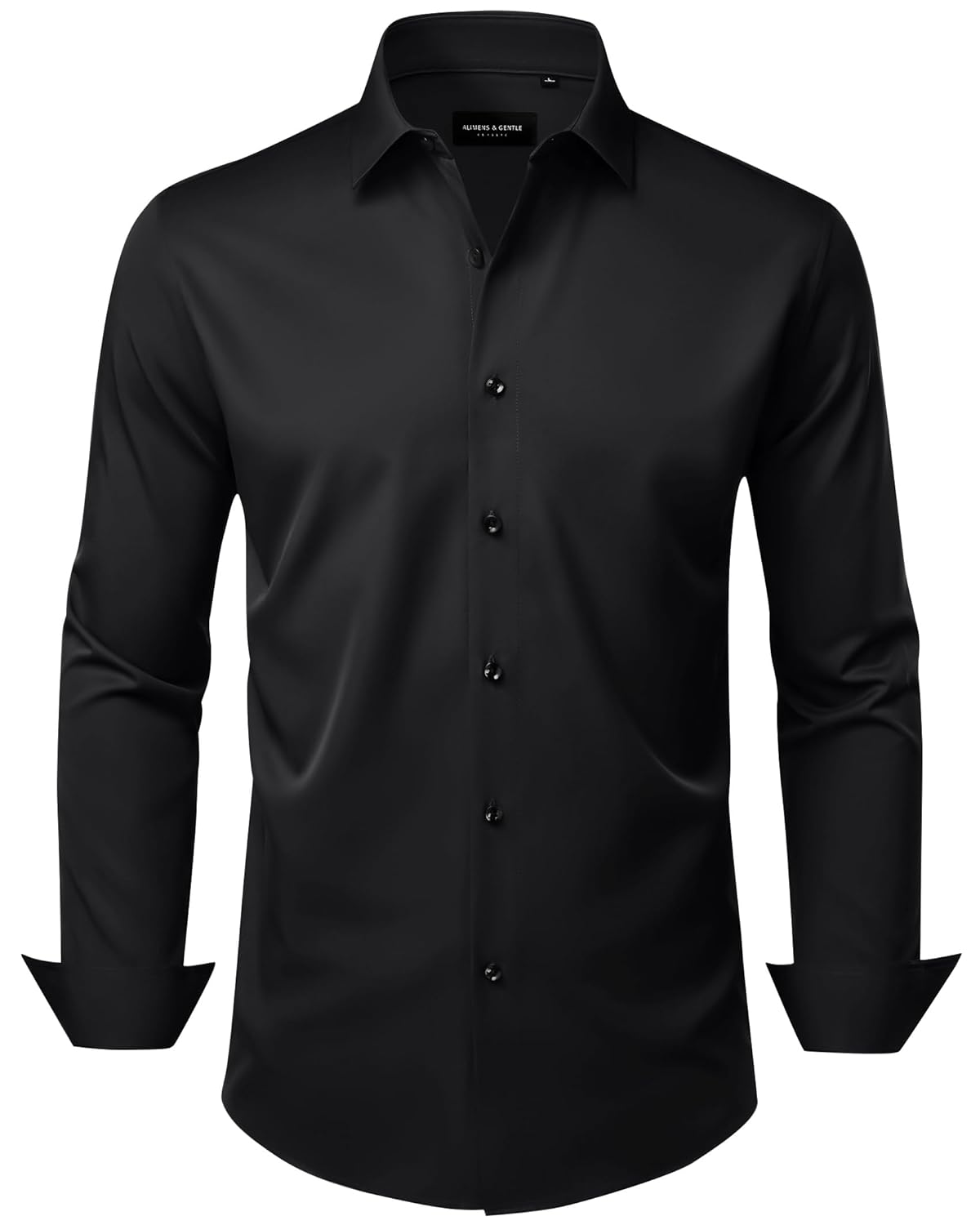 Alimens & Gentle Camisas sociais masculinas, sem rugas, elástica, lisa, manga comprida, abotoada, casamento, namoro