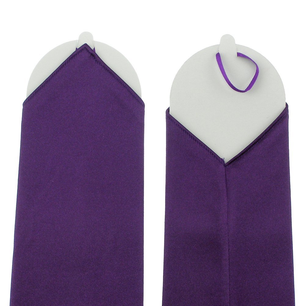 DivaDesigns Longest Opera Length Fingerless 18-Inch Stretchy Shinny Satin Gloves Plum