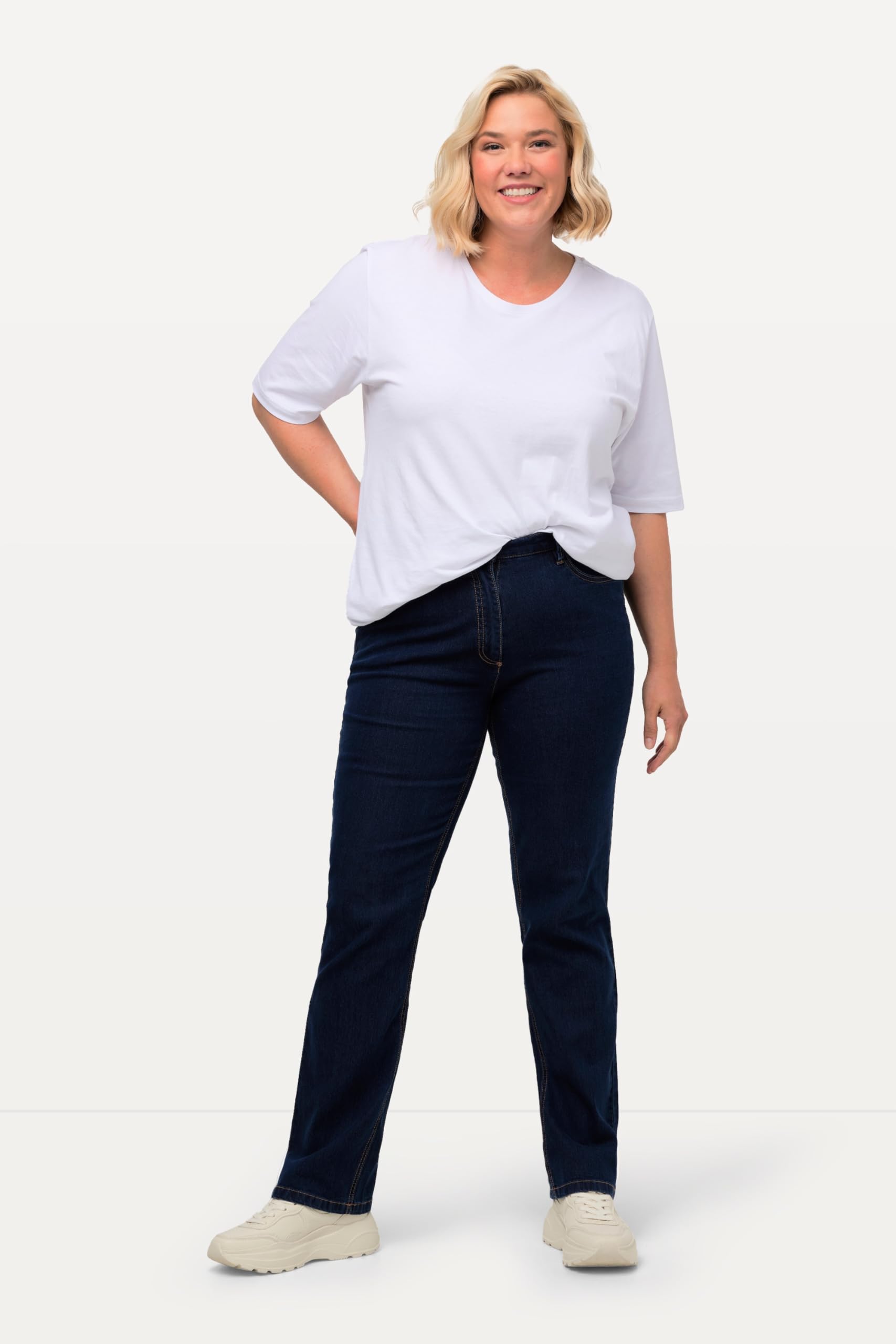 Ulla Popken Jeans Elasticizzati a Cinque Tasche con Taglio Dritto 702859