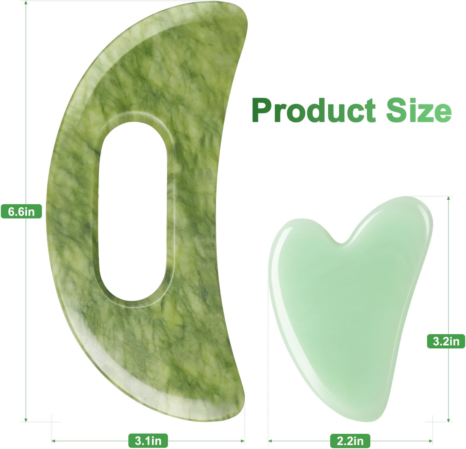 Jade Stone Gua Sha Massage Tool Set Larger Guasha Board with Handle Muscle Scraping Massage Tools Facial Anti Cellulite Spa Acupuncture Tools for Back Neck Face Leg Massage, Lymphatic Drainage