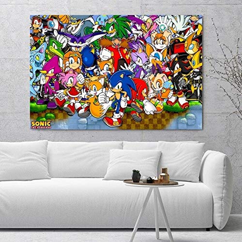 UHvEZ Rompecabezas de 500 Piezas para Adultos Juego de Sonic Hedgehog Rompecabezas para niños Rompecabezas Educativo de Madera para Regalo de Juguetes para niños 52x38cm Cover