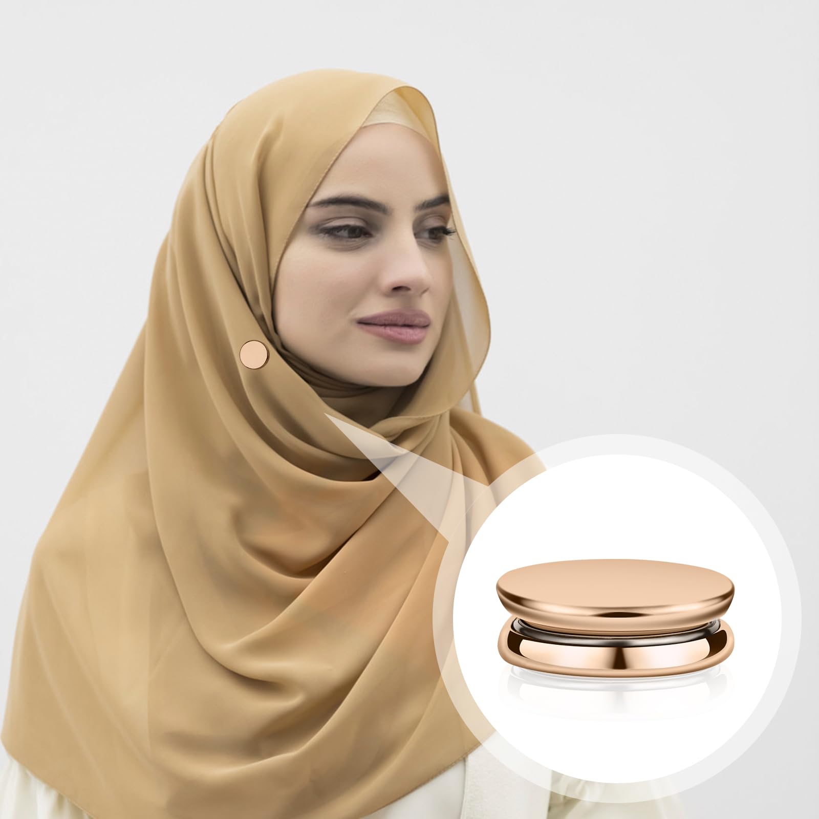 8 épingles Magnétiques Pour Hijab - Fermoir Puissant Sans épingle, 4 Couleurs (noir, Or, Argent, Rose), Pour Foulards, Vêtements - 6