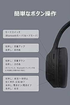 v*r様 ブラック ワイヤレスヘッドホン オーバーイヤー型 楽天市場】「送料無料」ヘッドホン Bluetooth5.3 軽量 有線&無線
