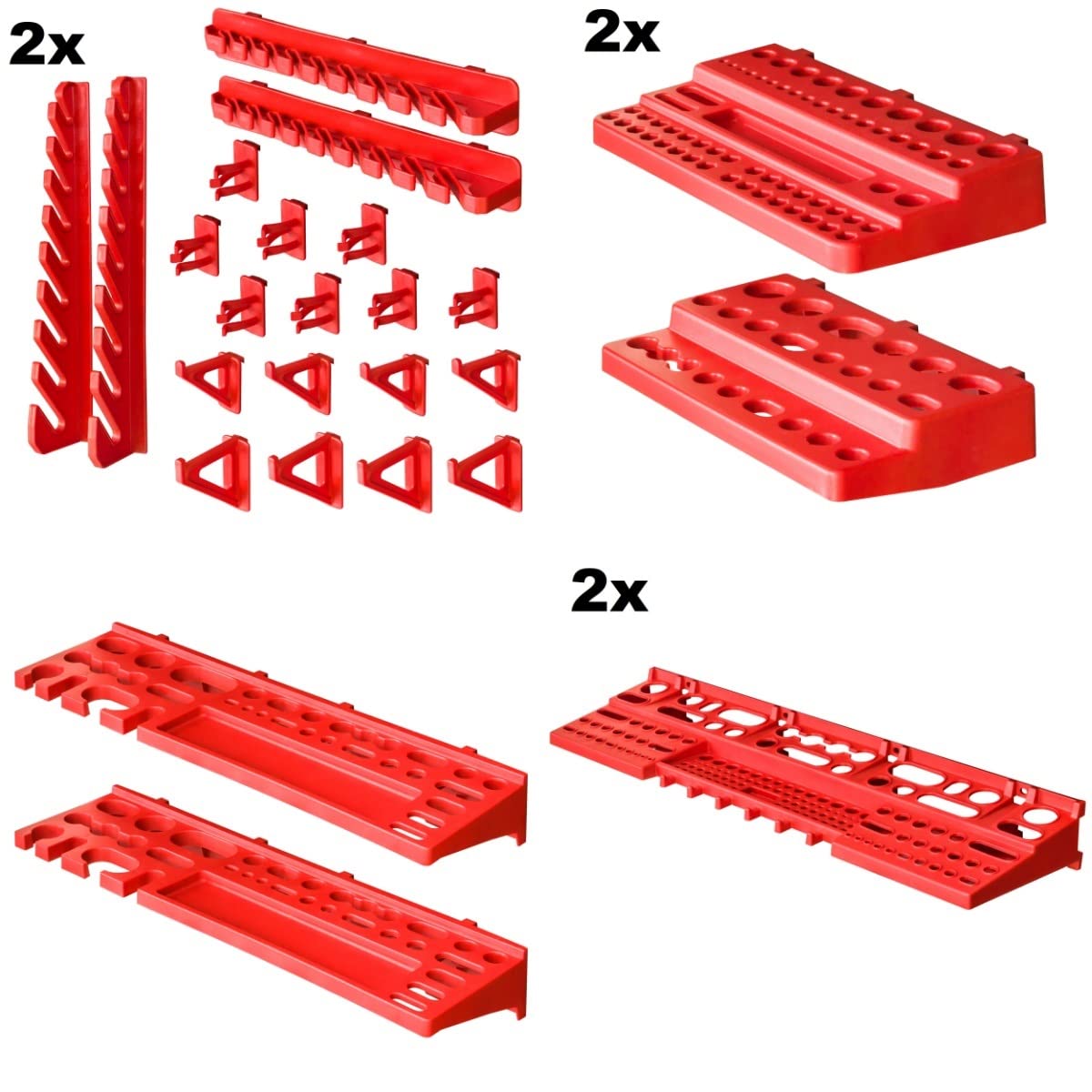 Système de rangement étagère d'atelier | 230 x 78 cm | Boîte de 52 pièces | Étagère murale avec supports à outils et boîtes empilables - Plaques murales extra solides - Étagère murale perforée -