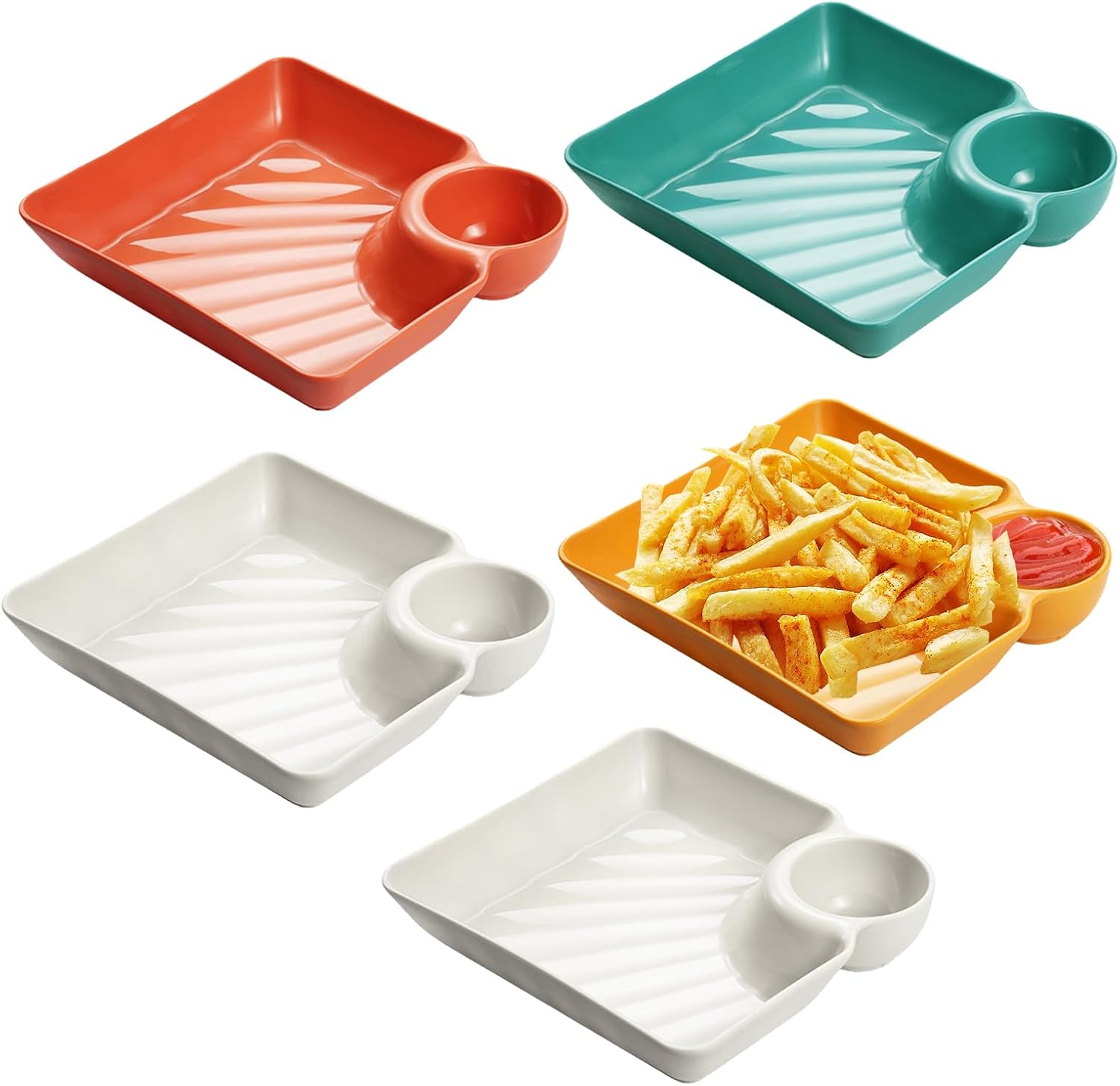5 Pcs Serving Tray Plastic Chip and Dip Serving Platter