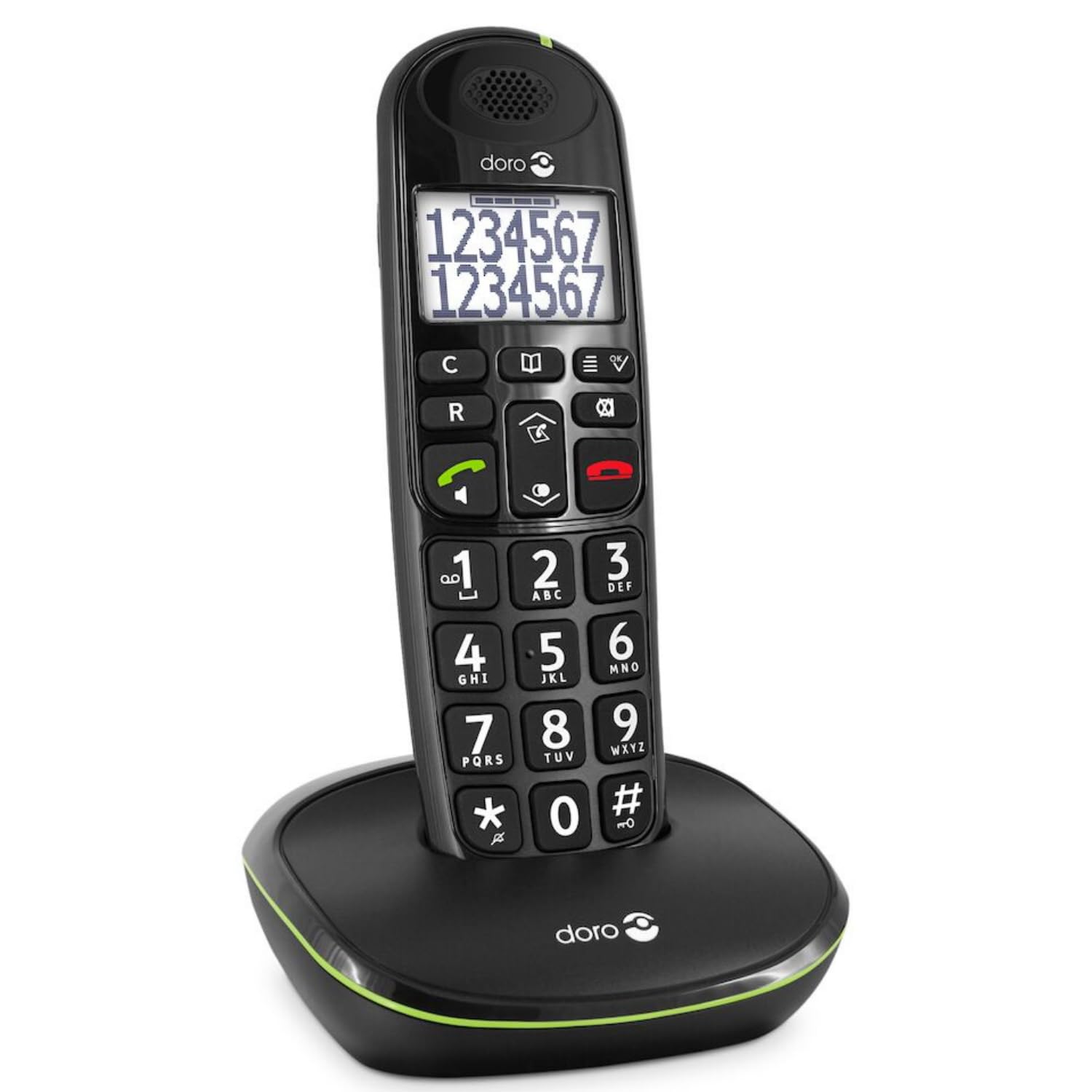Doro PhoneEasy 110 Teléfono Inalámbrico DECT para Personas Mayores con Teclas Grandes Parlantes, Función de Llamada Interna y Audio Amplificado [Versión Española y Portuguesa] (X 1 / Negro)