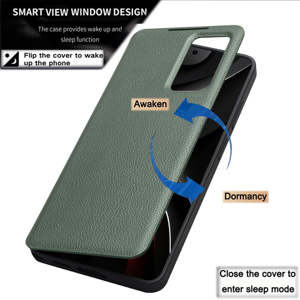 Skórzane Etui Smart do Samsung Galaxy S26 Ultra. Automatyczne Usypianie/Budzenie, Pokrowiec na Telefon, Inteligentny Futerał do Samsung S 26 Ultra -Zielony