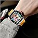 PINTIME Mens Luxury Tonneau Fashion Hallow Punk Graffiti Art Dial Hip-hop Unique Sports Wrist Watch Japanese Movement Luminous Design with Rubber Band