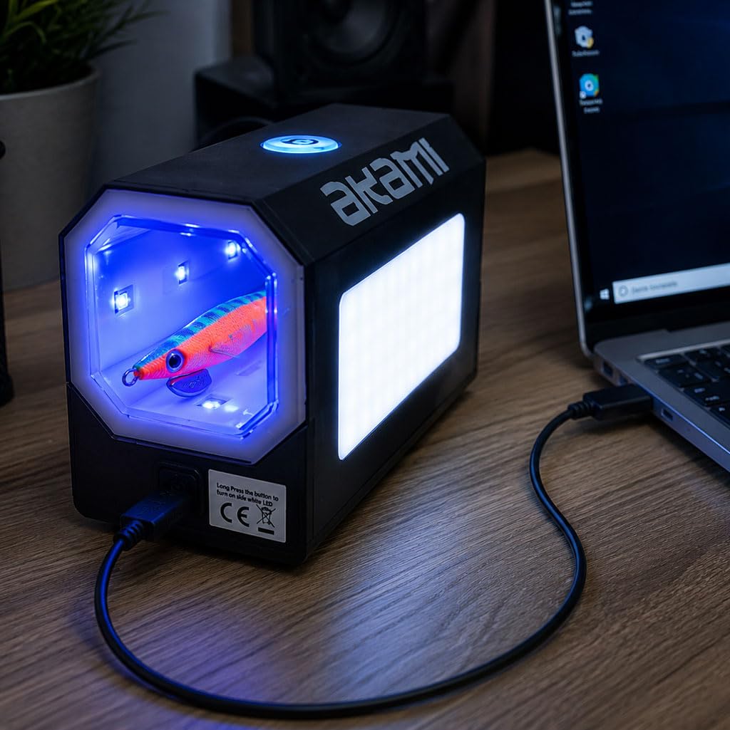 AKAMI UV-639 Box UV per Ricarica Totanare Glow e Accessori Luminosi | Lampada UV 395nm Ricaricabile Perfetta per la Pesca Eging per Calamari e Seppie | MASSIMA LUMINOSITÀ PER LE TUE TOTANARE GLOW