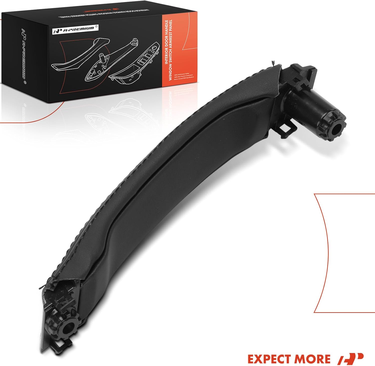 A-Premium Left Interior Door Pull Handle Compatible with LR076161 Land Rover Discovery Sport 2015-2019, Front Driver Door Armrest with Leather Cover, Black