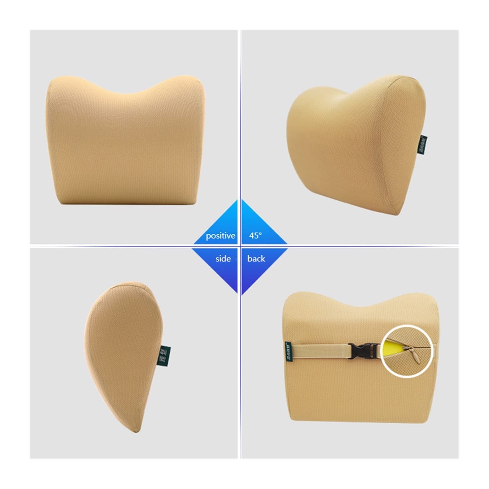 Poggiatesta per Auto, Auto con Spallacci Regolabili, Seggiolino Auto, Memory Foam Morbido Bilanciato, Cuscino da Viaggio per Alleviare Il Dolore al Collo (Color : Beige Pillow 1pc)