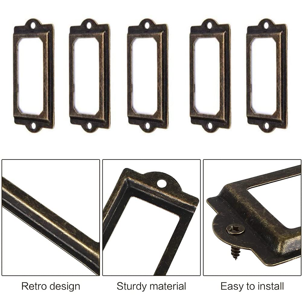 Porta Etichette In Metallo Anticato Bronzo - 50 Pezzi 60x24 Mm | Per Scaffali, Librerie E Ufficio - Foto 6