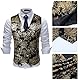 Allthemen Weste Herren Westen Gilet Jacquard Anzugweste für Hochzeit und Party Gold L