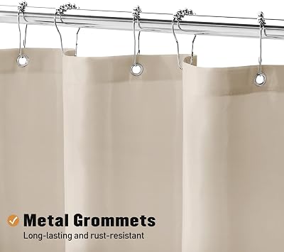 MitoVilla Beige Shower Curtain Liner, Cream Fabric Shower Curtain Liner for Modern Bathroom Decor, Waterproof Cloth & Hotel Quality, 72 W x 72 H