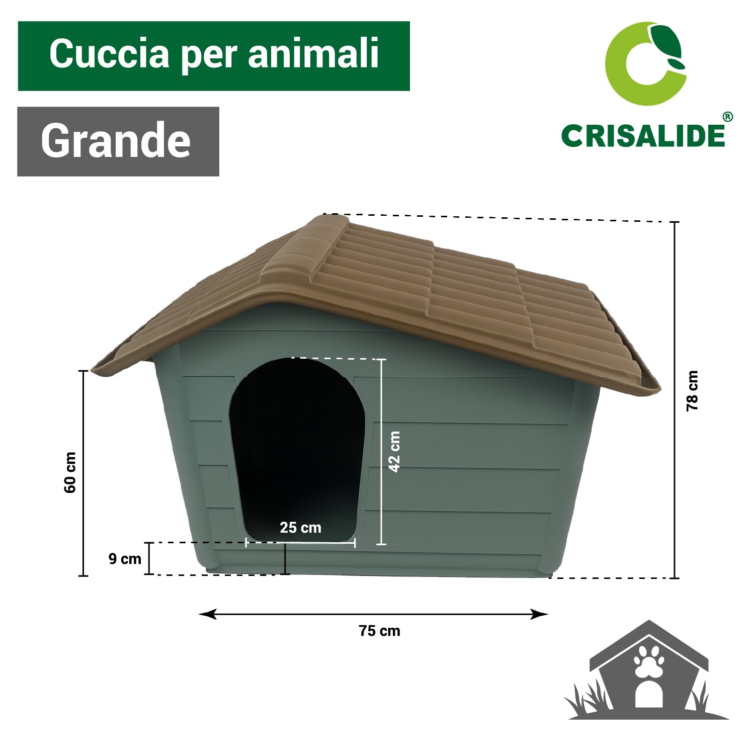 Crisalide – Cuccia per Cani Grande | Robusta, Impermeabile e Resistente ai Raggi UV | Facile da Montare e Pulire | Ideale per Esterni e Interni, 3 dimensioni (XL)
