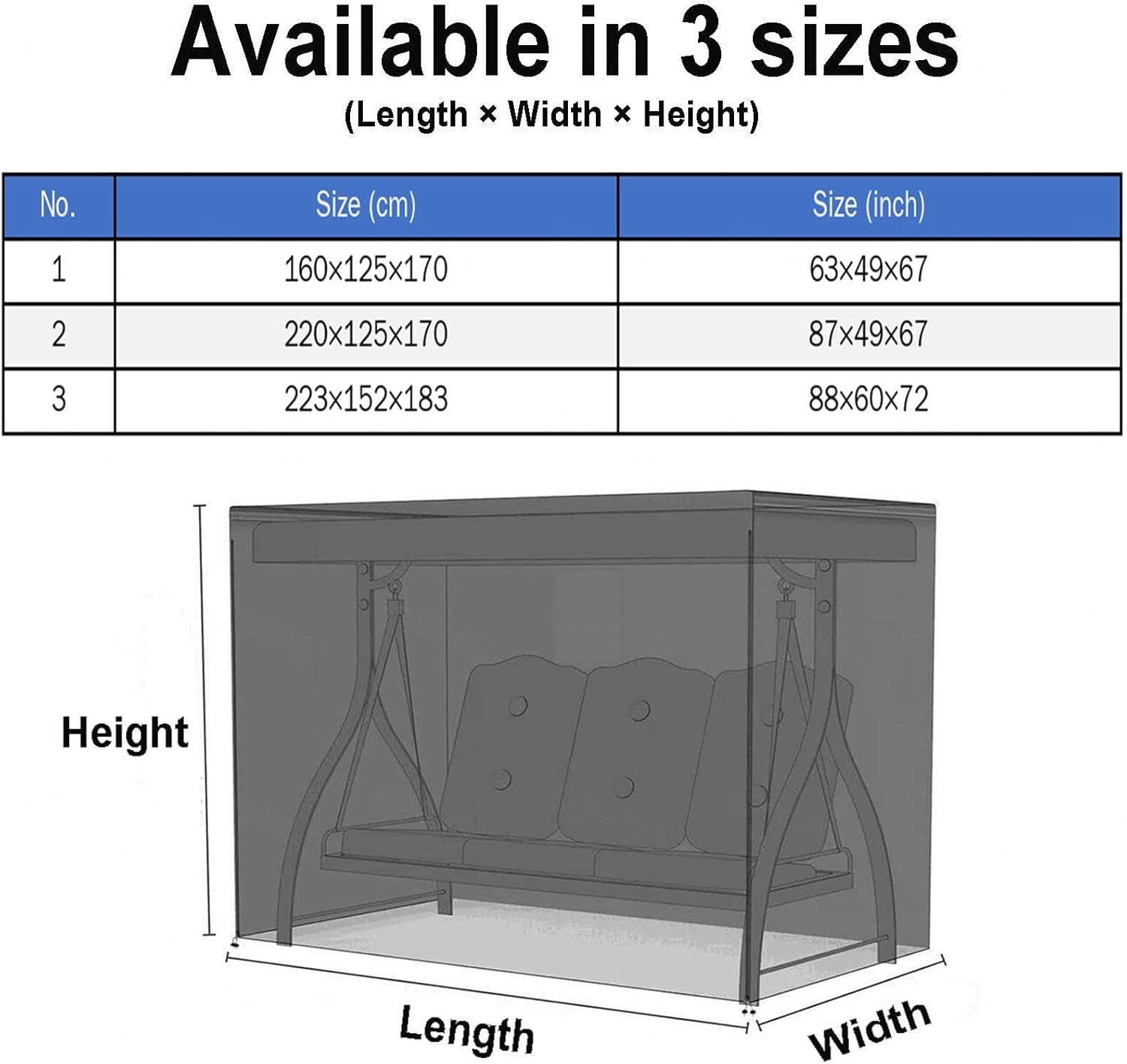 Outdoor Swing Cover Waterproof Windproof and Sun Protection Patio Swing Cover 2 Triple Seater or 3 Triple Seater for Outdoor Swing, Hammock, Glider Chair,green-63 * 49 * 67in