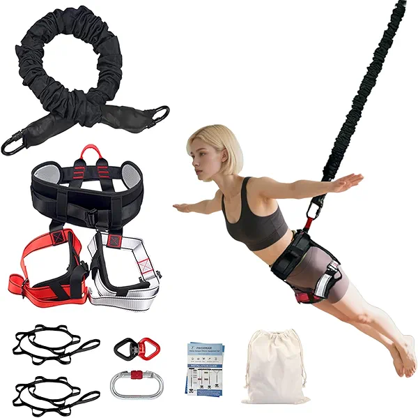 PRIORMAN Bungee Fitness Set, Heavy Resistance Band Set, Professional 4D Yoga Bungee Rope Workout Equipment W/6 Sizes, for Home Gym Training & Fitness(Not for Extreme Sports)(L 154-176 lbs)
